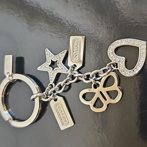 Coach NWOT Silver Keychain with Heart, Star, and Butterfly Charms